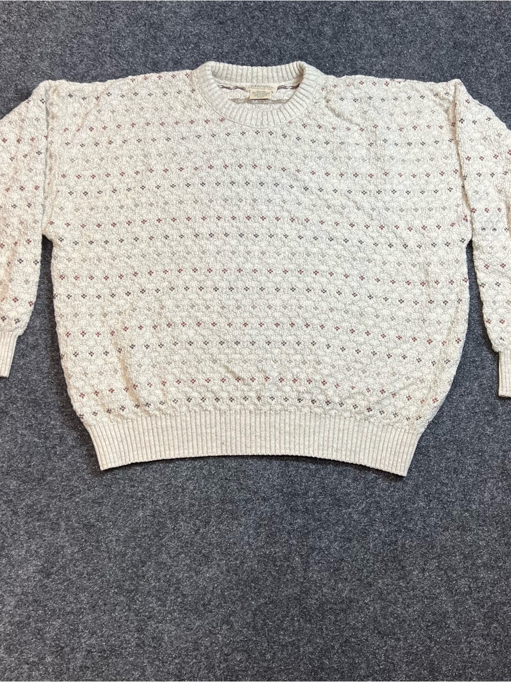 St John’s Bay Grandpa Sweater Men’s XXL Beige Chunky Knit Cottagecore